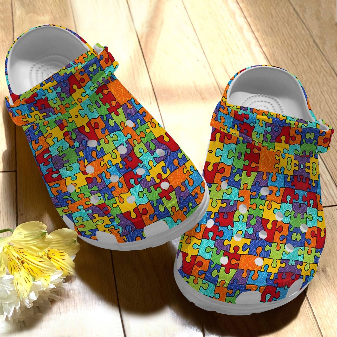 Autism Personalize Clog, Custom Name, Text, Fashion Style For Women, Men, Kid, Print 3D Whitesole Autism Pattern