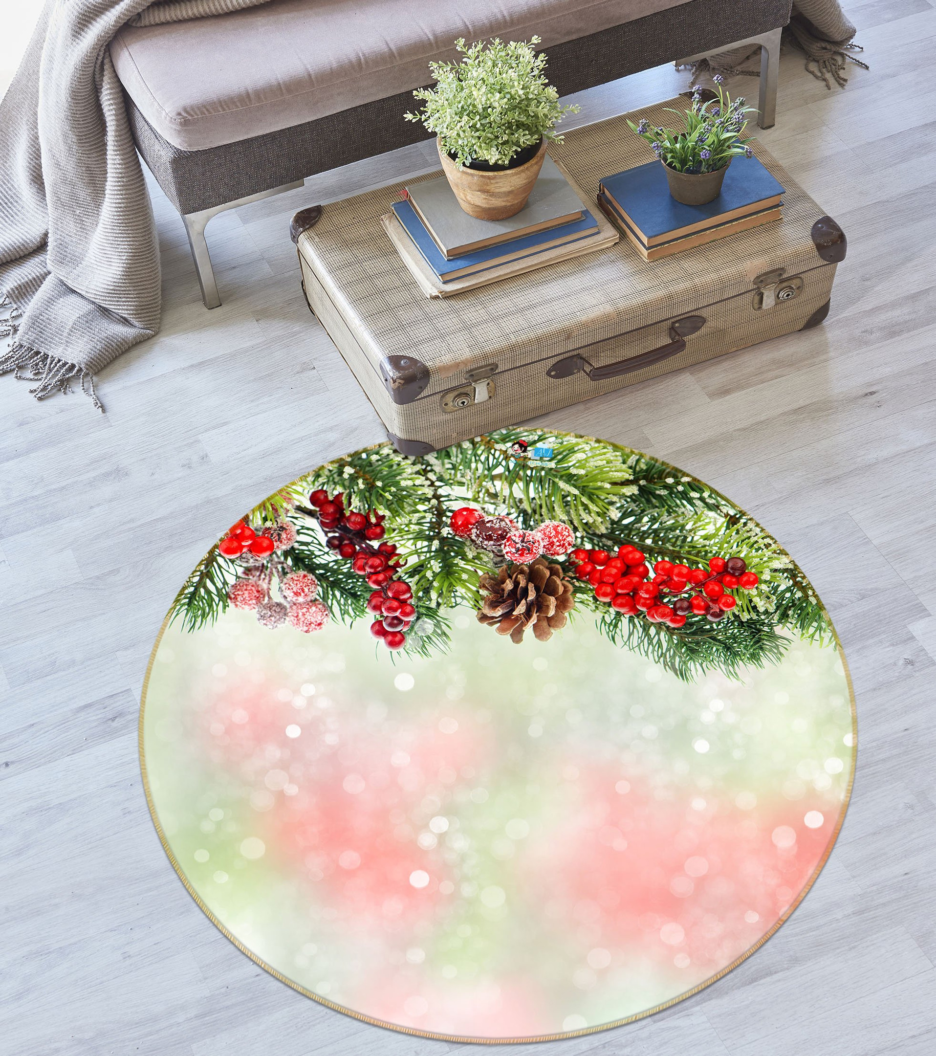 3d Branches 54126 Christmas Round Rug Home Decor Xmas