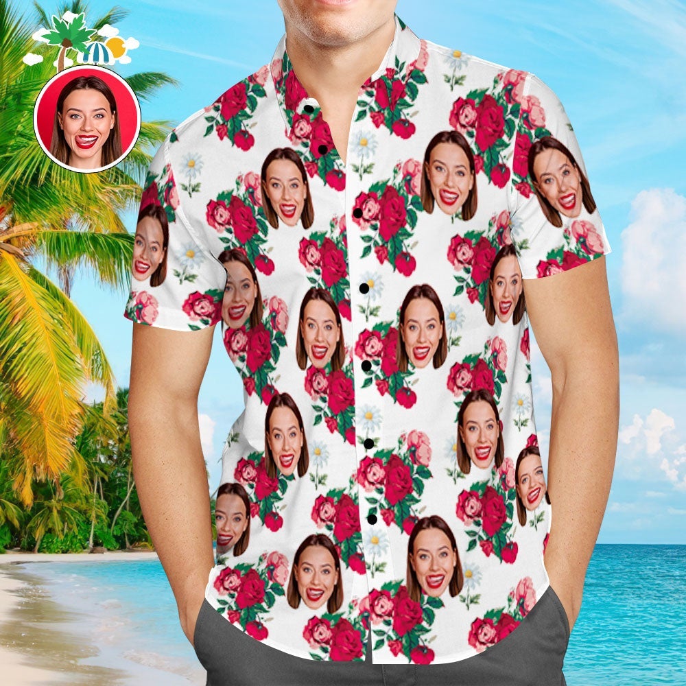 Floral Loving Custom Photo Aloha Hawaii Shirts For Men And Women Ha55602