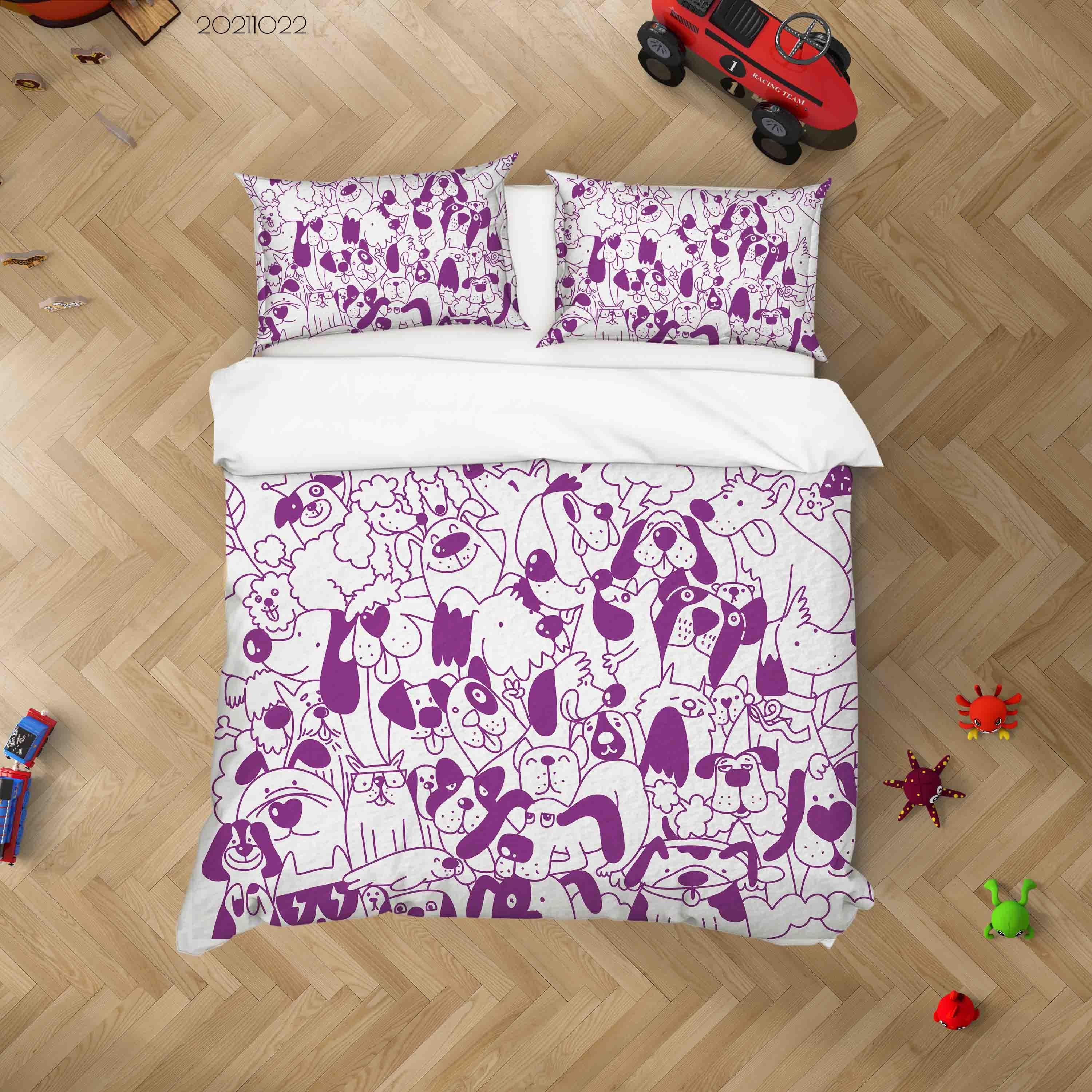 3D Cute Animal Dog Doodle Quilt Cover Set Bedding Set Duvet Cover Pillowcases 81