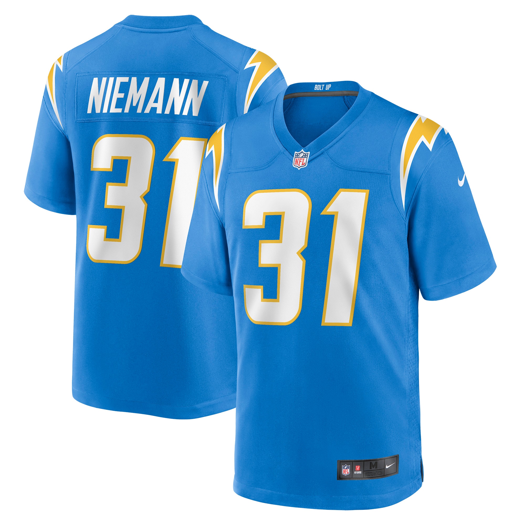 Nick Niemann Los Angeles Chargers Game Player Jersey – Powder Blue