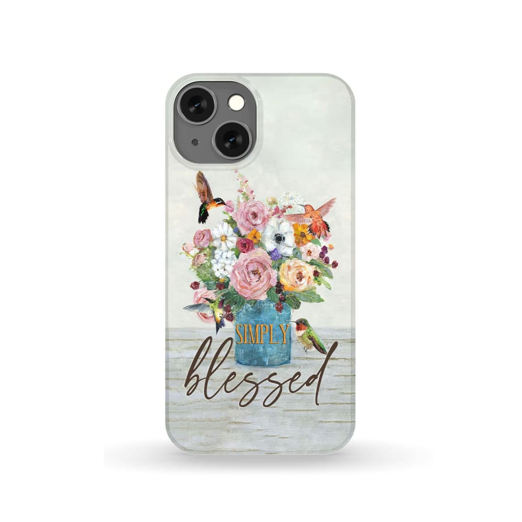 Simply Blessed Hummingbird Flower Christian Slim Phone Case