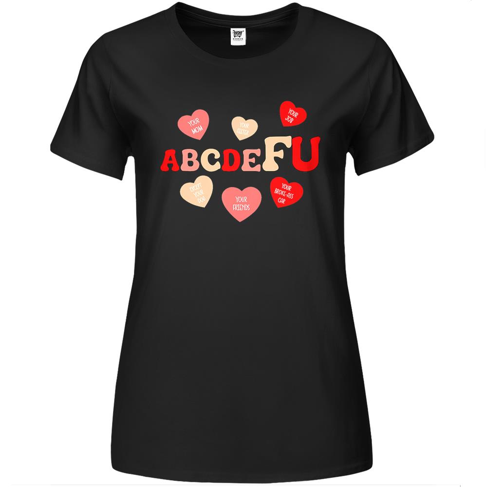 Alphabet Abcdefu Heart Love You Funny Valentines Day Gifts Premium Womens T Shirts