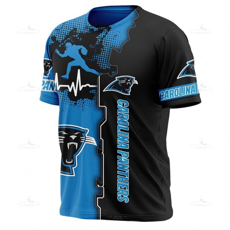 Carolina Panthers T-Shirt Graphic Heart Ecg Line