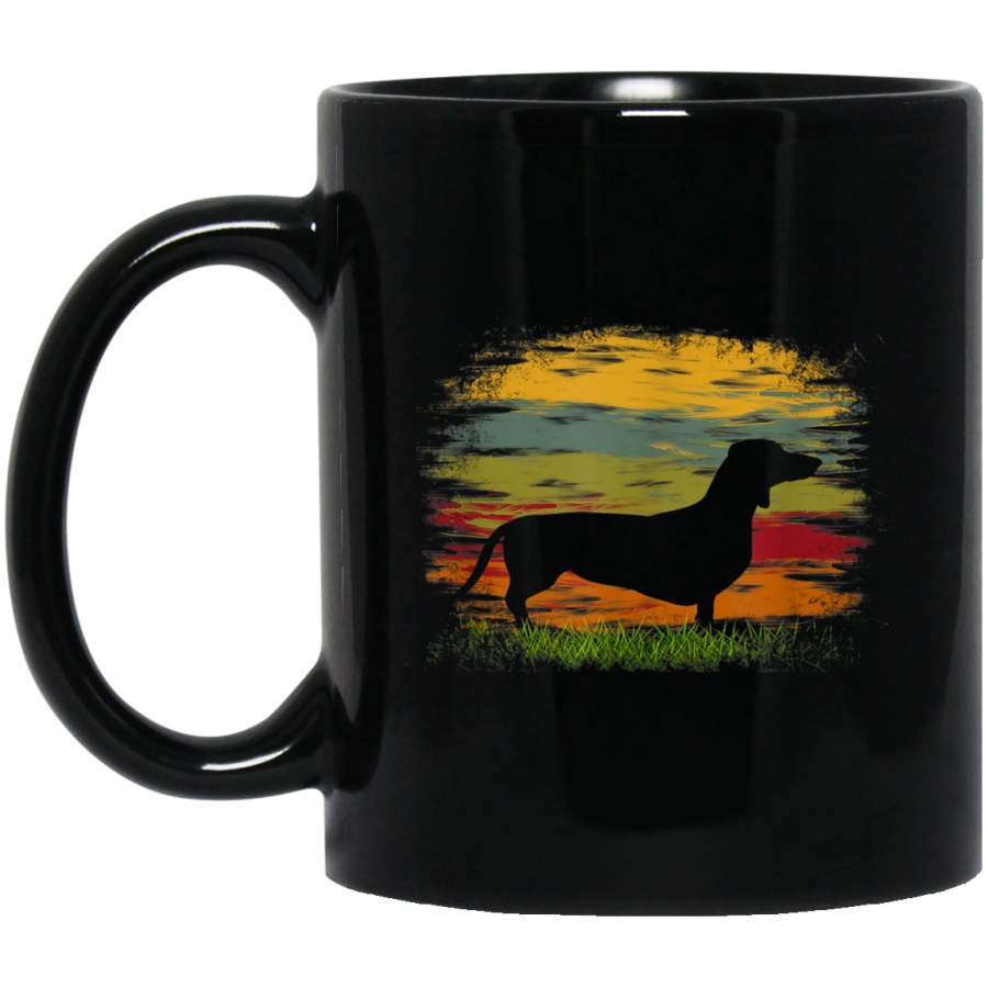 Doxie Dachshund Dog Mug Vintage Retro 1970s Silhouette Mug