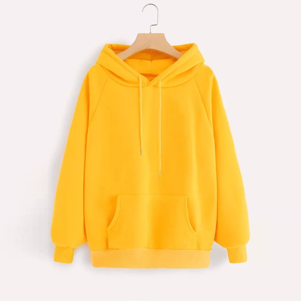 Yellow  Sweatshirts Hoodie Sweatshirt Hooded Pullover Tops Blouse