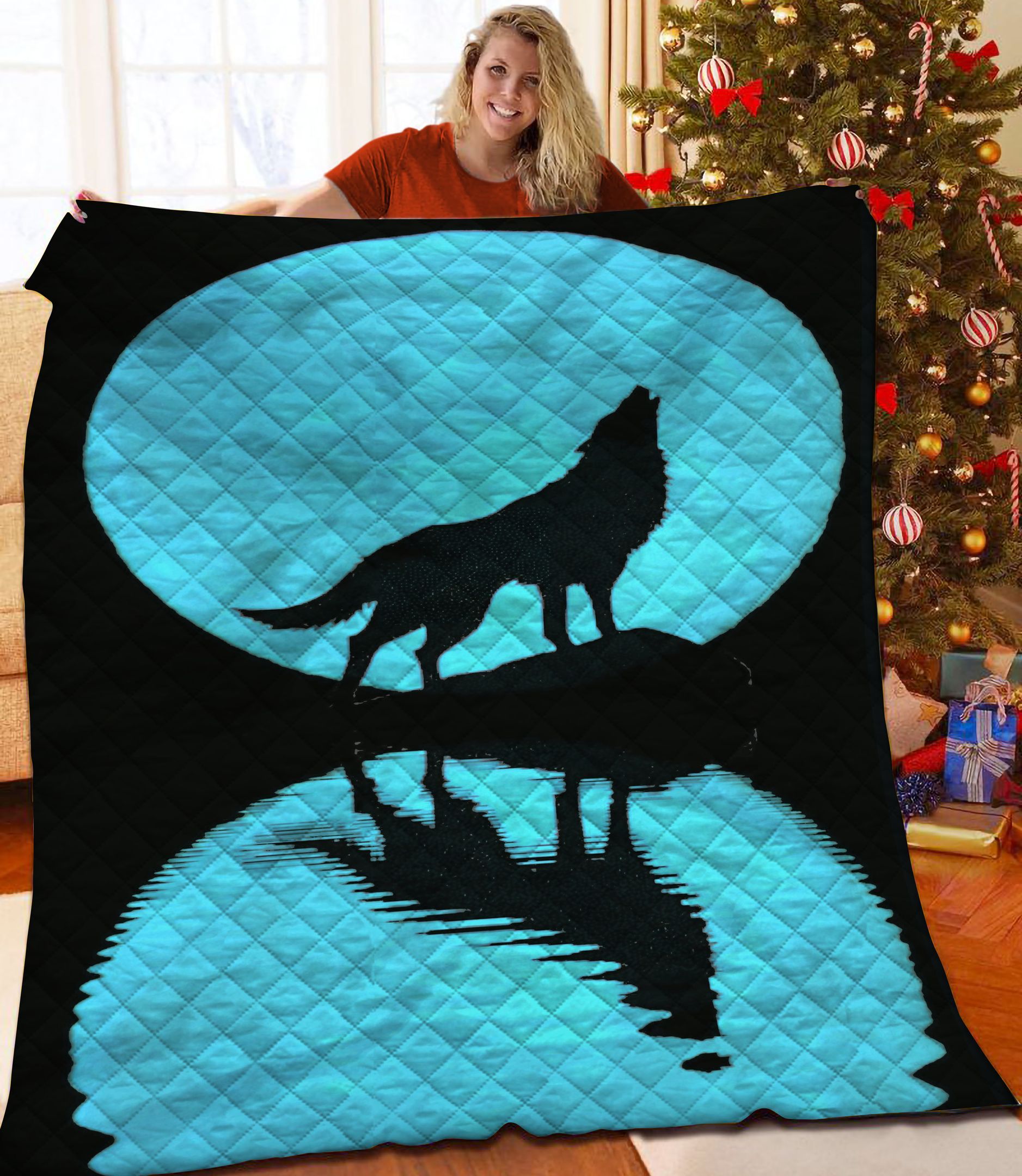 Wolf Howling Animal Quilt Blanket