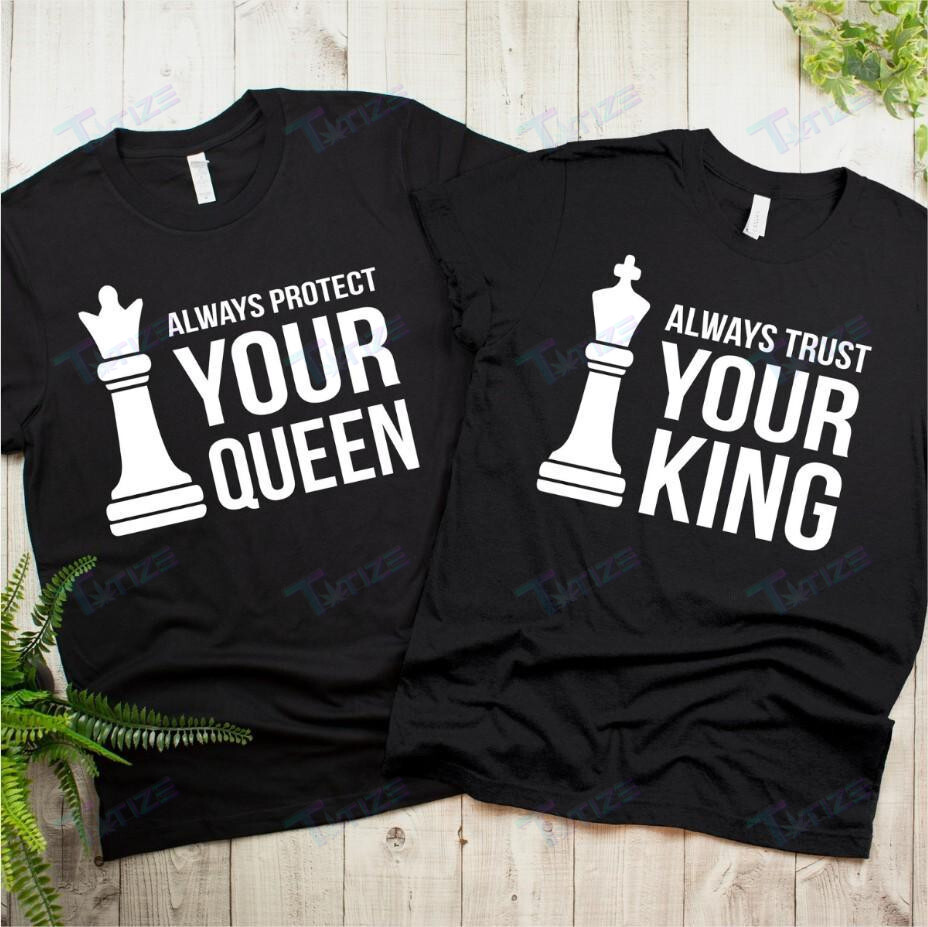 Couple Matching Shirts Trust & Protect King And Queen Chess Couple Gift Graphic Unisex T Shirt, Sweatshirt, Hoodie Size S – 5Xl