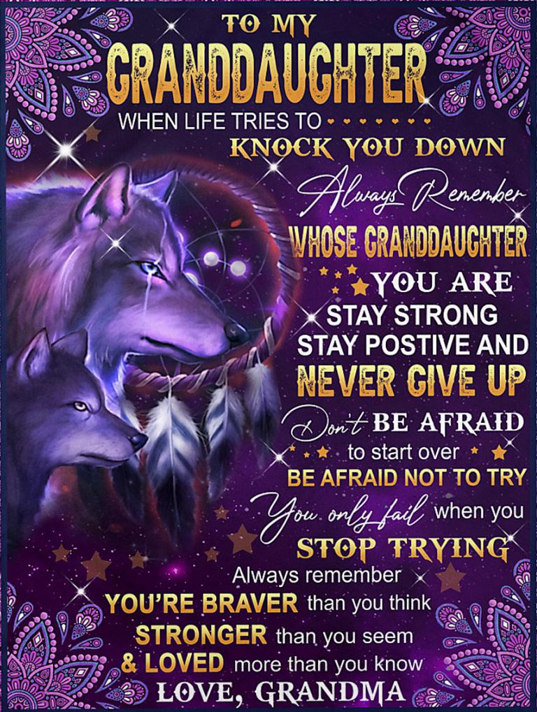 To My Granddaughter Fleece Blanket, Personalized Birthday Gift For Granddaughter From Grandma Blanket, Wolves Purple Blanket