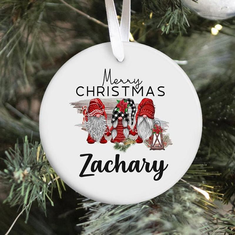 [Personalized Name] Gnome Christmas Decoration, Gnome Christmas, Ceramic Christmas Ornament