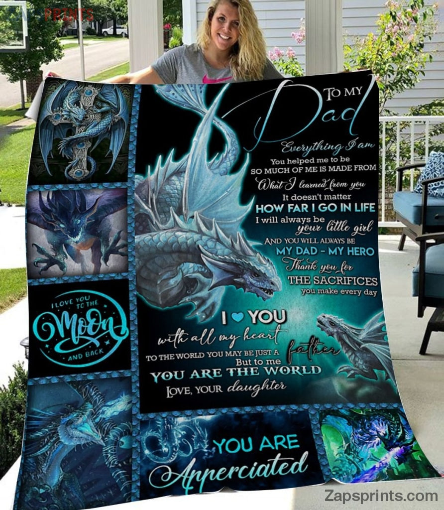 Gift For Dad  – To My Dad – Dragon – I Learn From You – Blanket