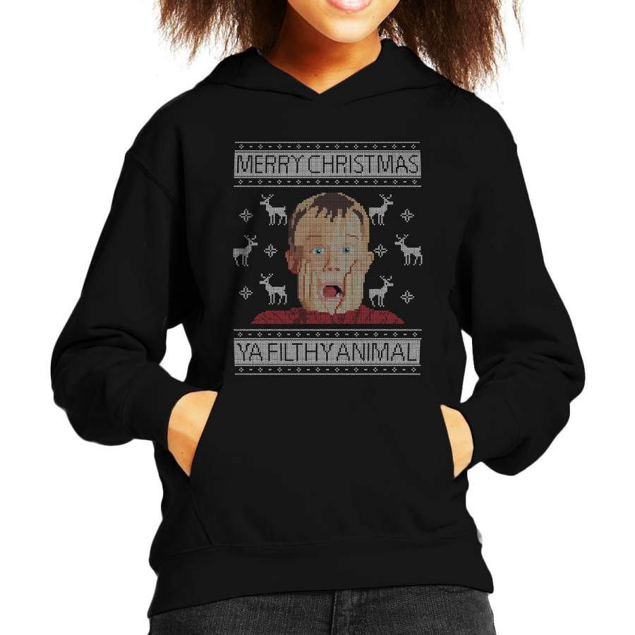 Christmas Home Alone Filthy Animals Knit Kid’s Hooded Sweatshirt