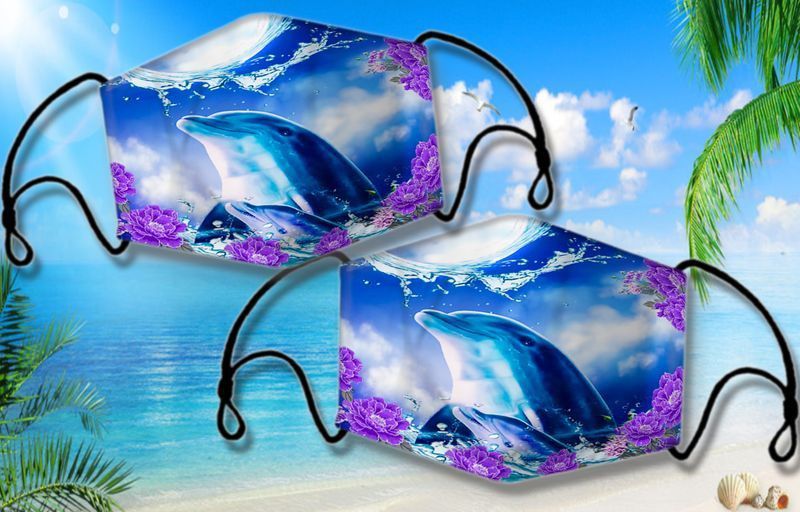 Dolphin Lovers Dolphin Family Floral Face Covering Sea Animal Lovers Gift Cotton Mask 1-10 Pcs For Kid & Adult All Over Print Face Mask Covering For Adults And Kids