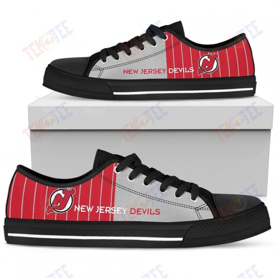 Mens Womens New Jersey Devils Simple Design Vertical Stripes Low Top Shoes Custom Print Footwear Convers Sneakers TMT126