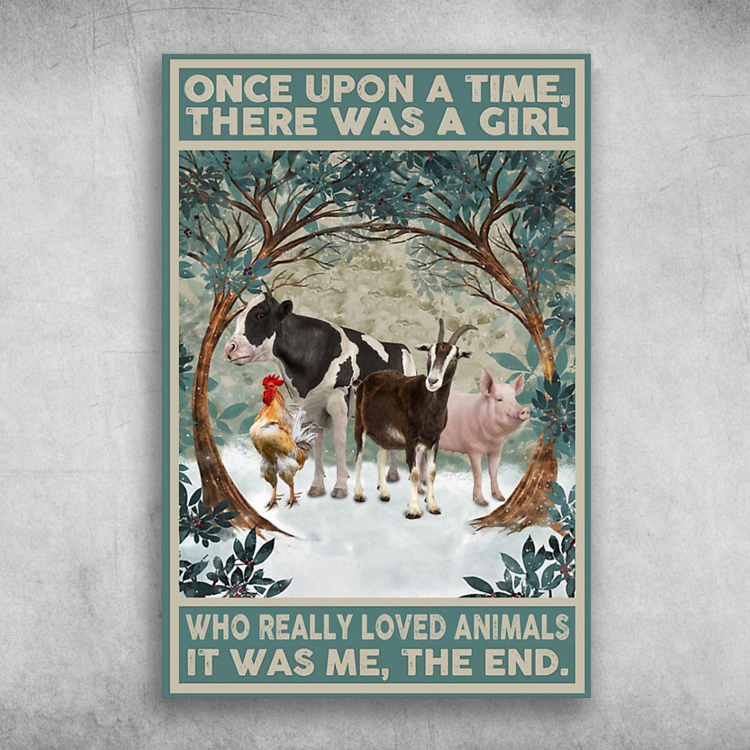 The Animal On-farm Once Upon A Time, There Was A Girl Poster Print Wall Art Canvas Wall Decor