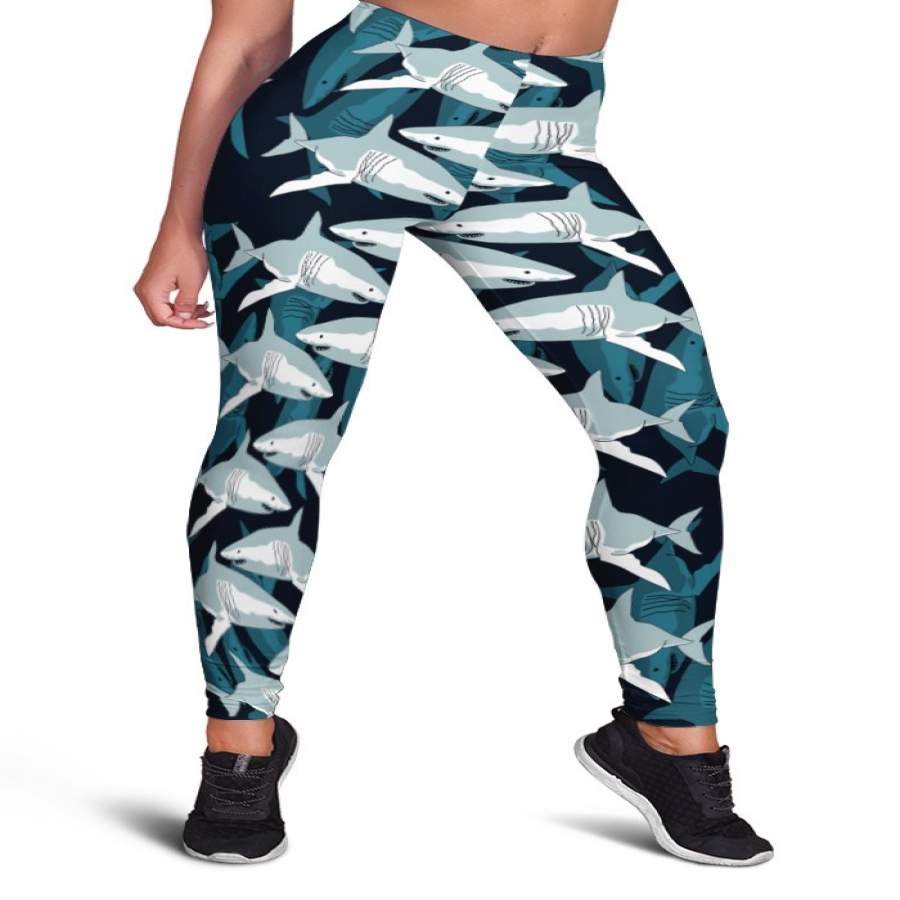 3D GREAT WHITE SHARK FULL PRINT LEGGINGS