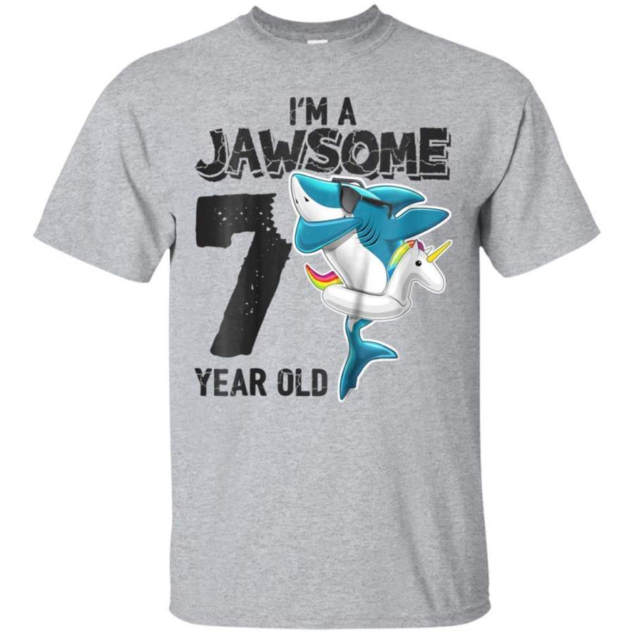 AGR Kids Jawsome 7th Birthday Dabbing Shark Shirt Shark Gifts Boys Jaq T-shirt