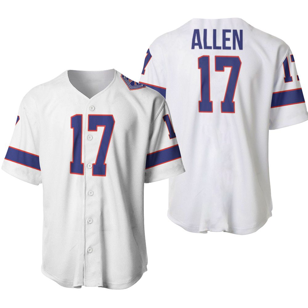 Buffalo Bills Josh Allen #17 NFL Great Player American Football White Vintage 3D Designed Allover Gift For Bills Fans Baseball Jersey