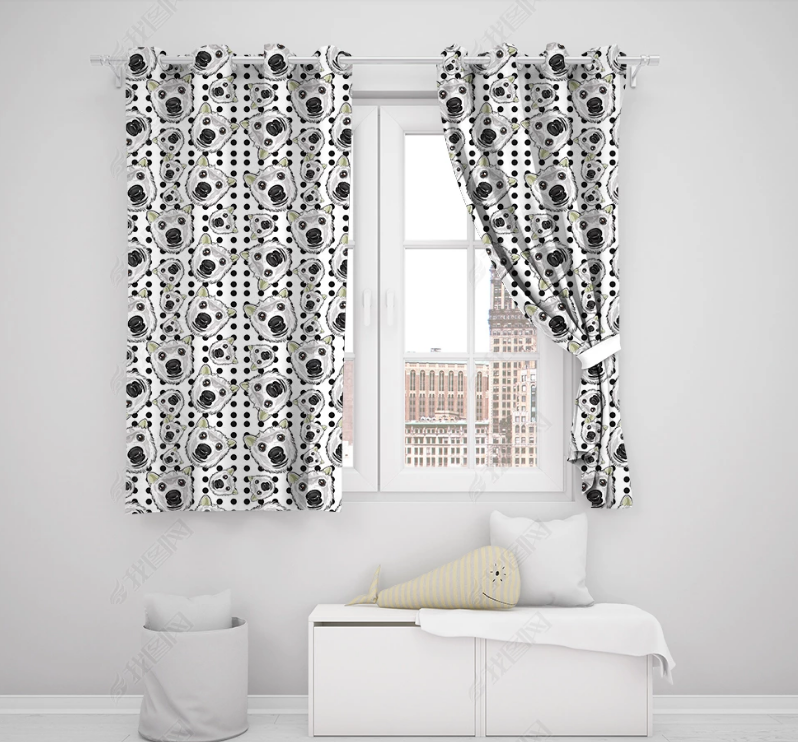 3D Hand Drawn Animal Polar Bear Curtains And Drapes Lqh 240