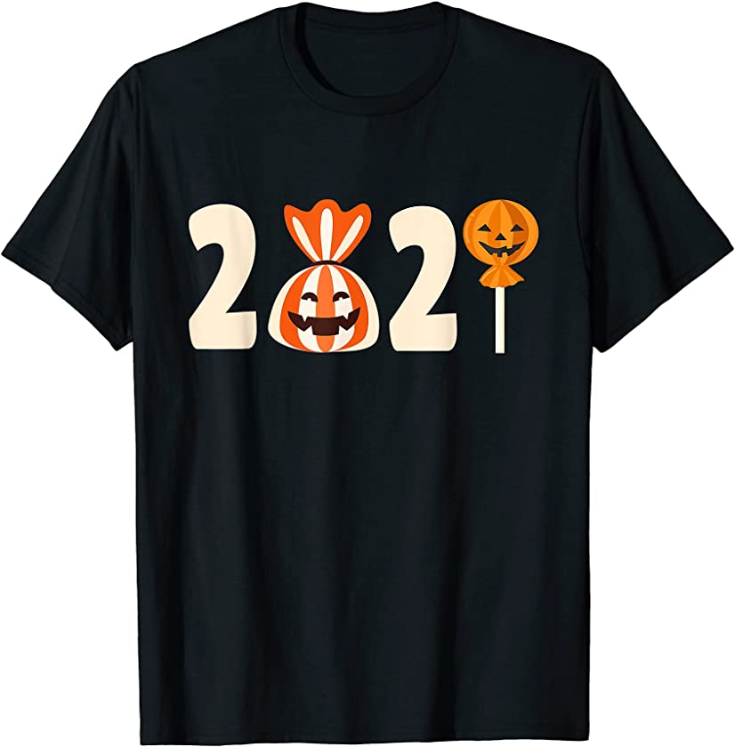 2021 Pumpkin Candy Mask Halloween Quarantine T-Shirt