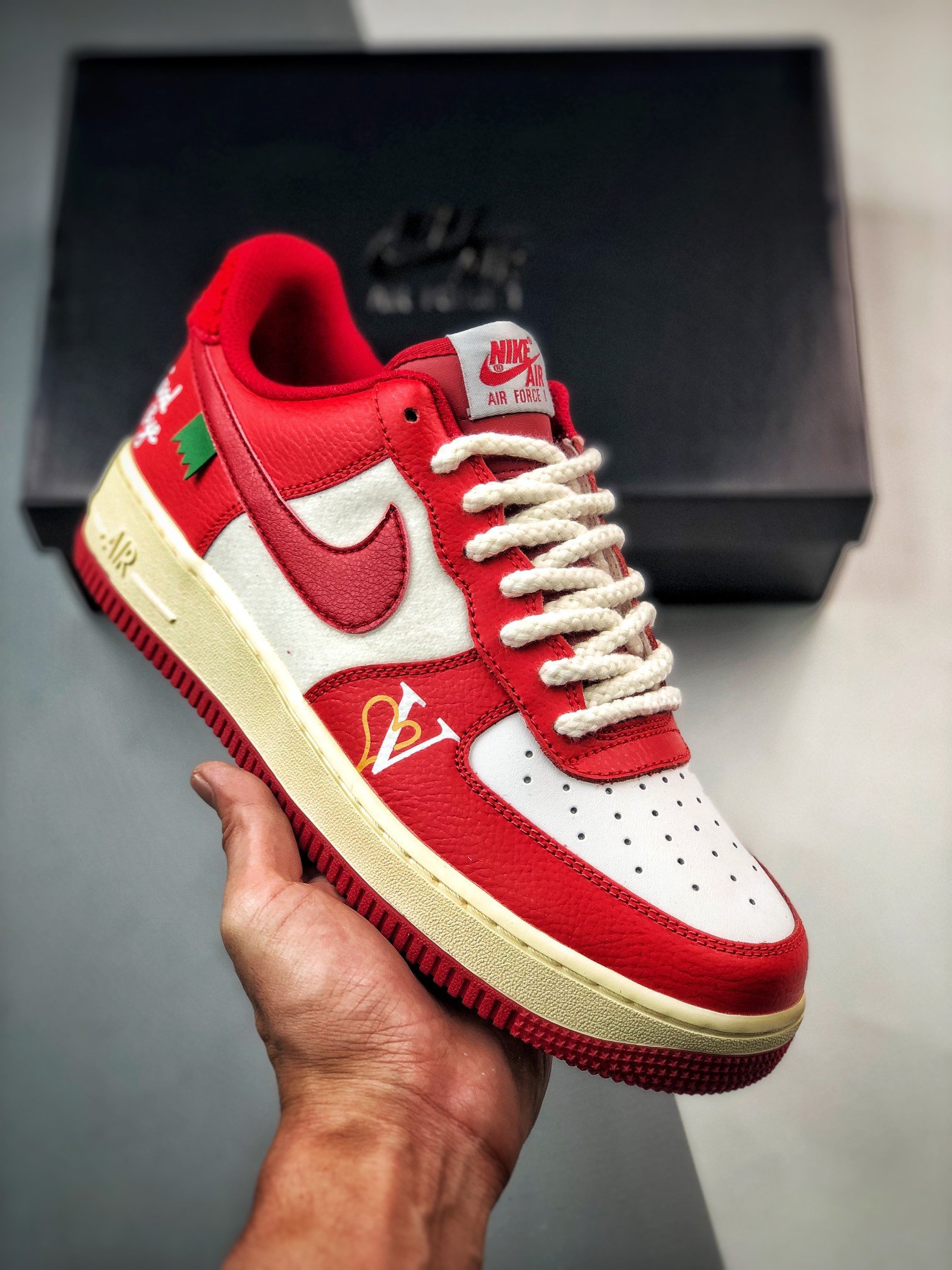 Custom Nike Air Force 1 Low ‘Good Bye’ Red White 5341024