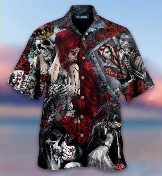 Buy Hawaii Aloha Shirts A Real Man And His Woman Skull Couple Ha108103