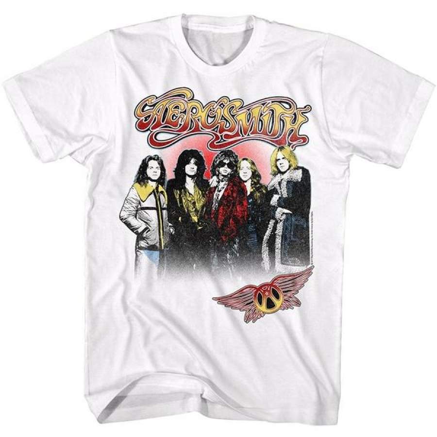 Aerosmith American Rock Band Group Whole Crew In Nice Jacket Men T-Shirt