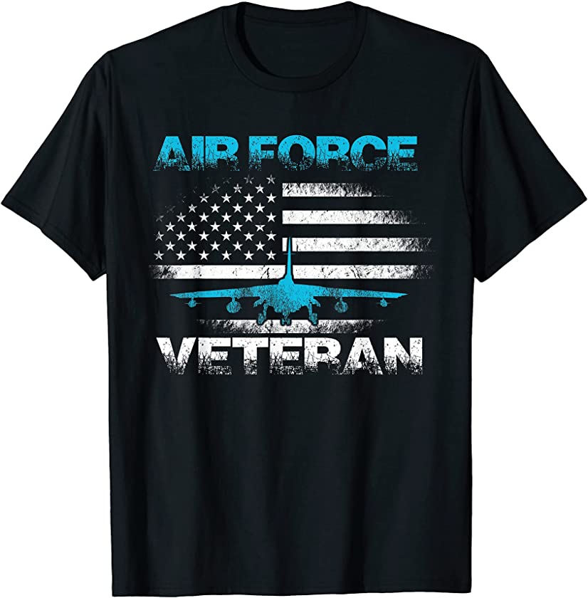 Air Force Veteran with Vintage B52 And American Flag T-Shirt