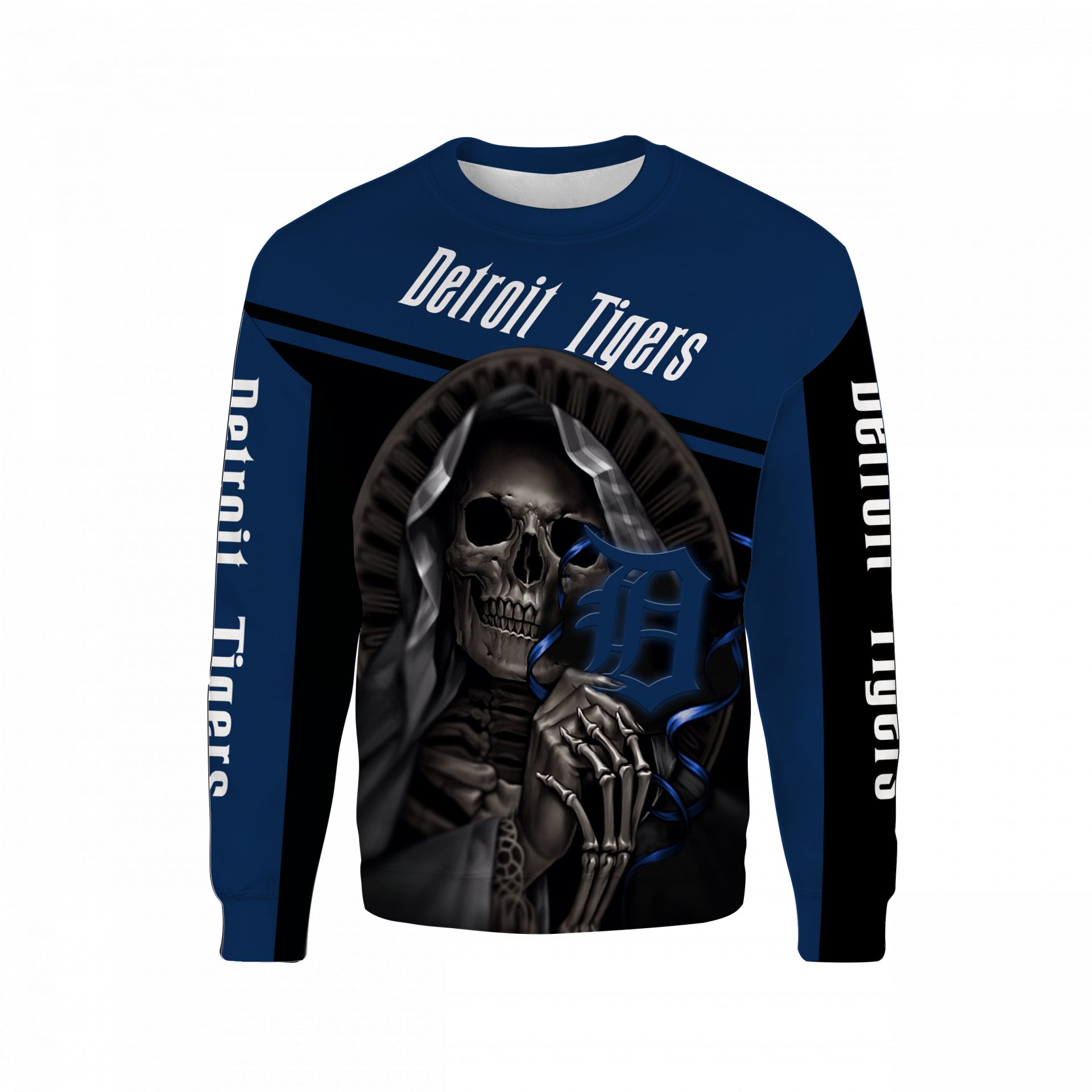 Detroit Tigers Skull Navy Gift For Fan 3D Full Printing Sweatshirt