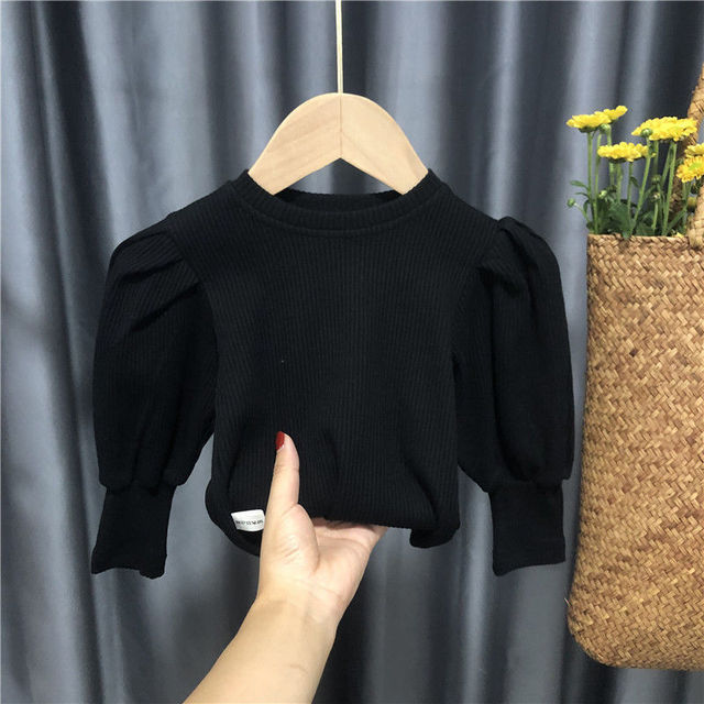 2021 Baby Toddler Teenage Girls Sweaters Tops Spring Autumn Long Puff Sleeve Knitted Kids Sweater For Girl Children’s Clothes alx