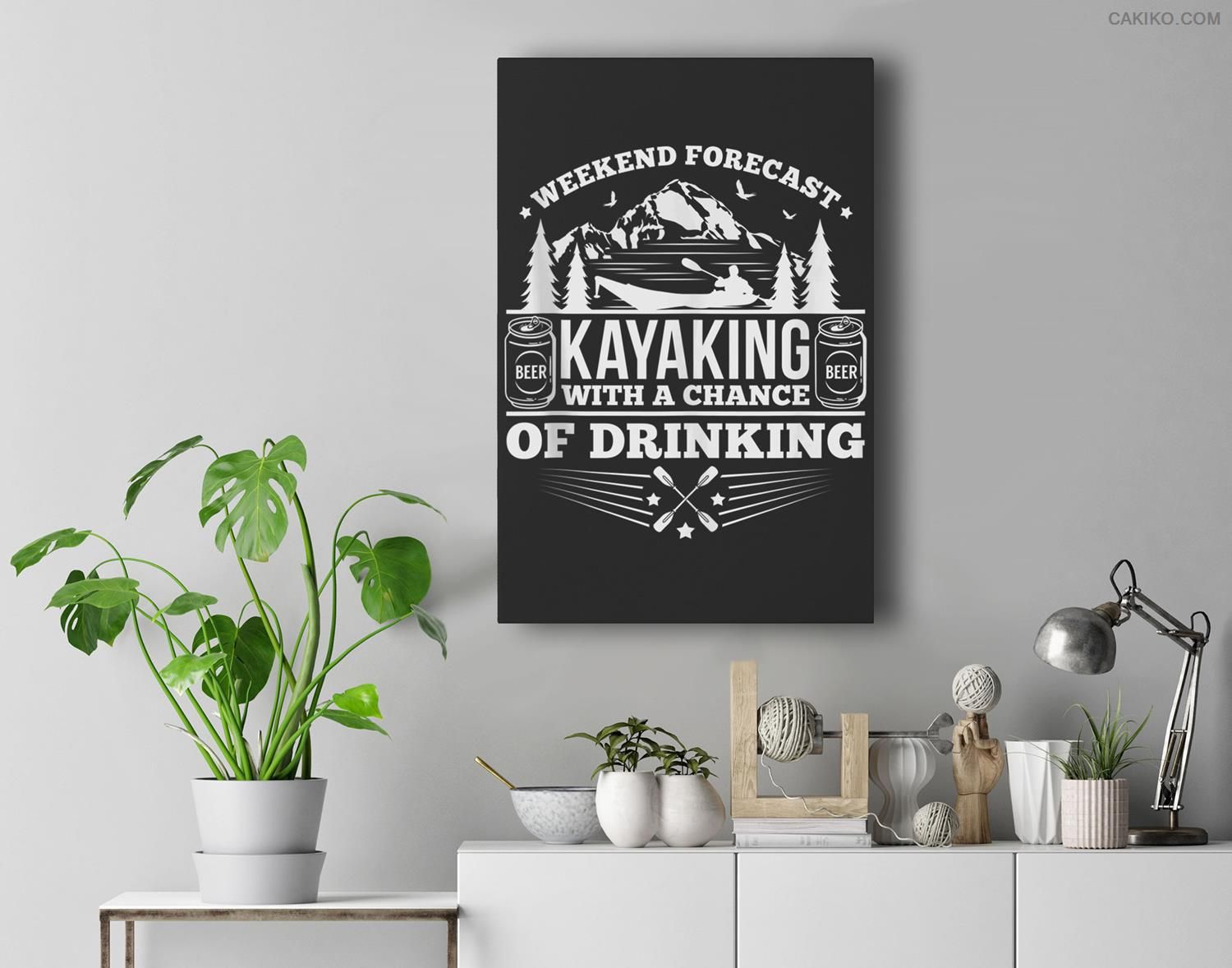 Weekend Kayaking With A Chance Of Drinking Beer Camping Gift Premium  Canvas