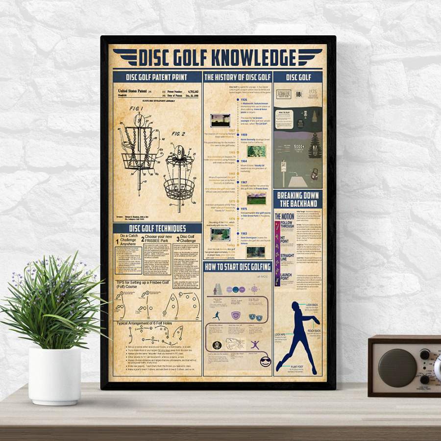 Wozoro Unframed Poster Disc golf knowledge Size 11×17, 16×24, 24×36 inch