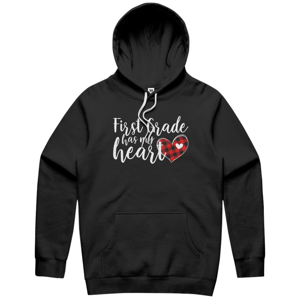 Buffalo Plaid St First Grade Has My Heart Teacher Valentine Hoodie