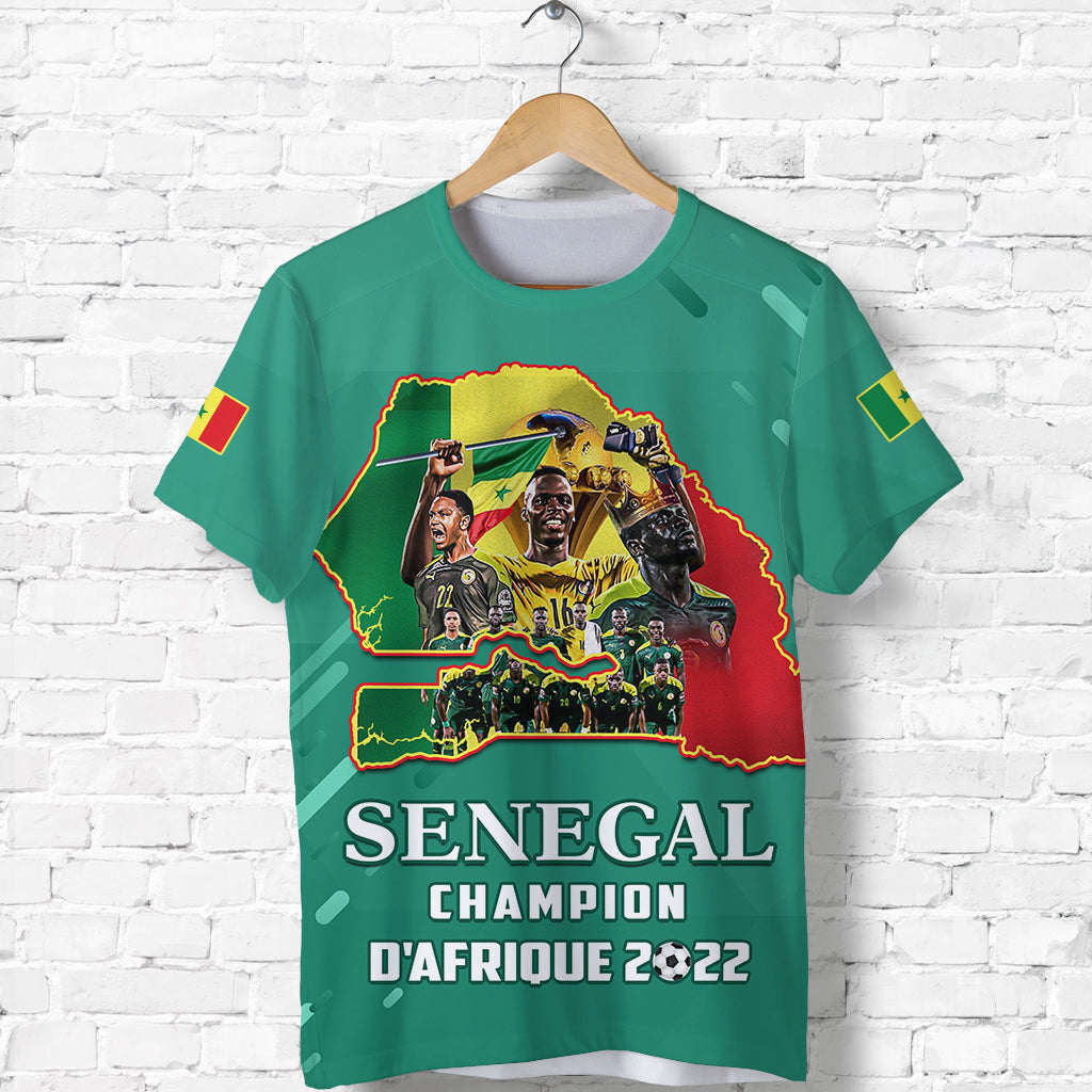 Senegal Football T Shirt The Champions 2022 Style Map And Lion Lt13