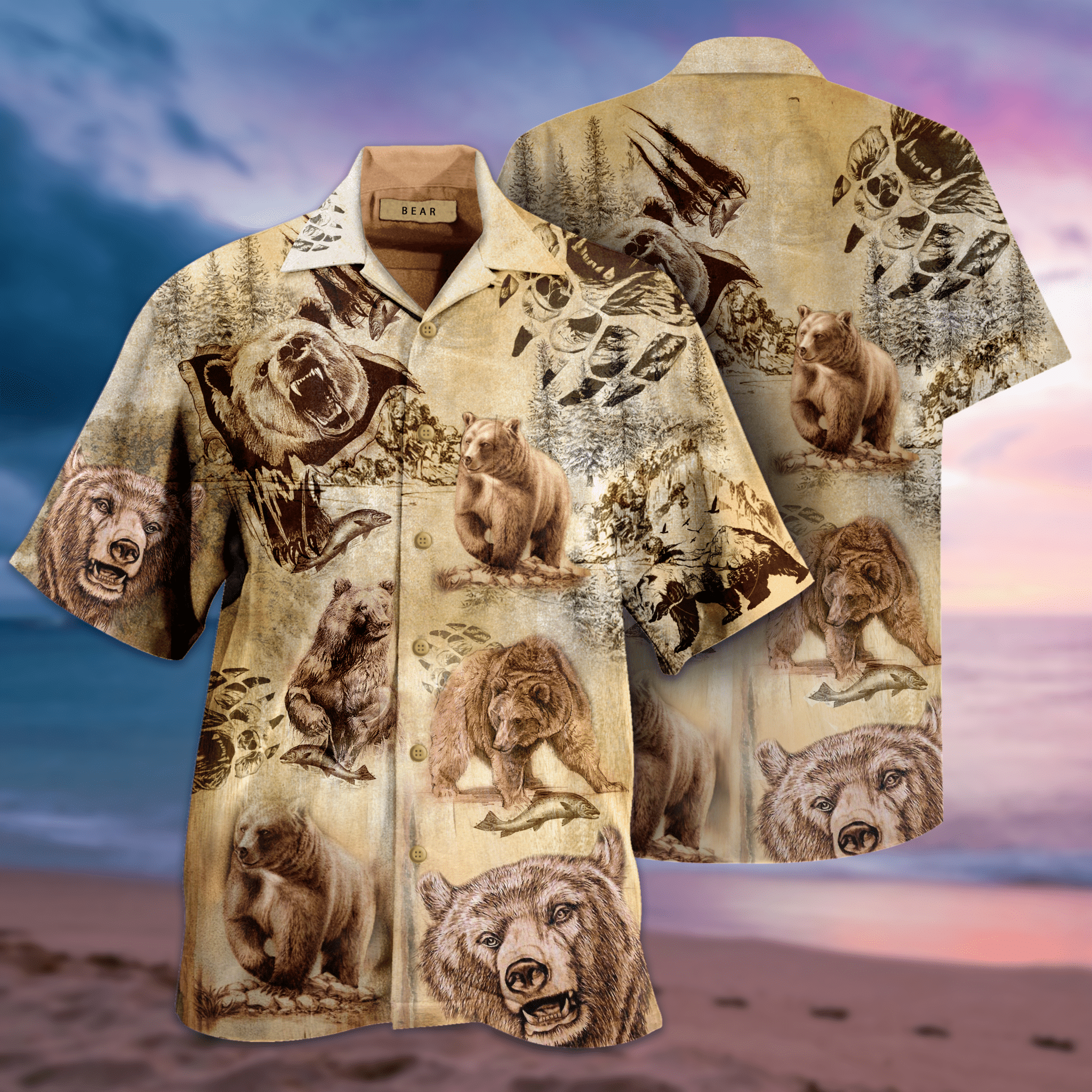 Shop Beautiful Bears Hawaii Aloha Shirts Ha97653