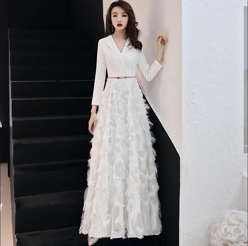 Wei yin 2022 White Evening Dress Elegant Lace Evening Gowns Long Formal Prom Dress Styles Women Prom Party Dresses WY1289 alx