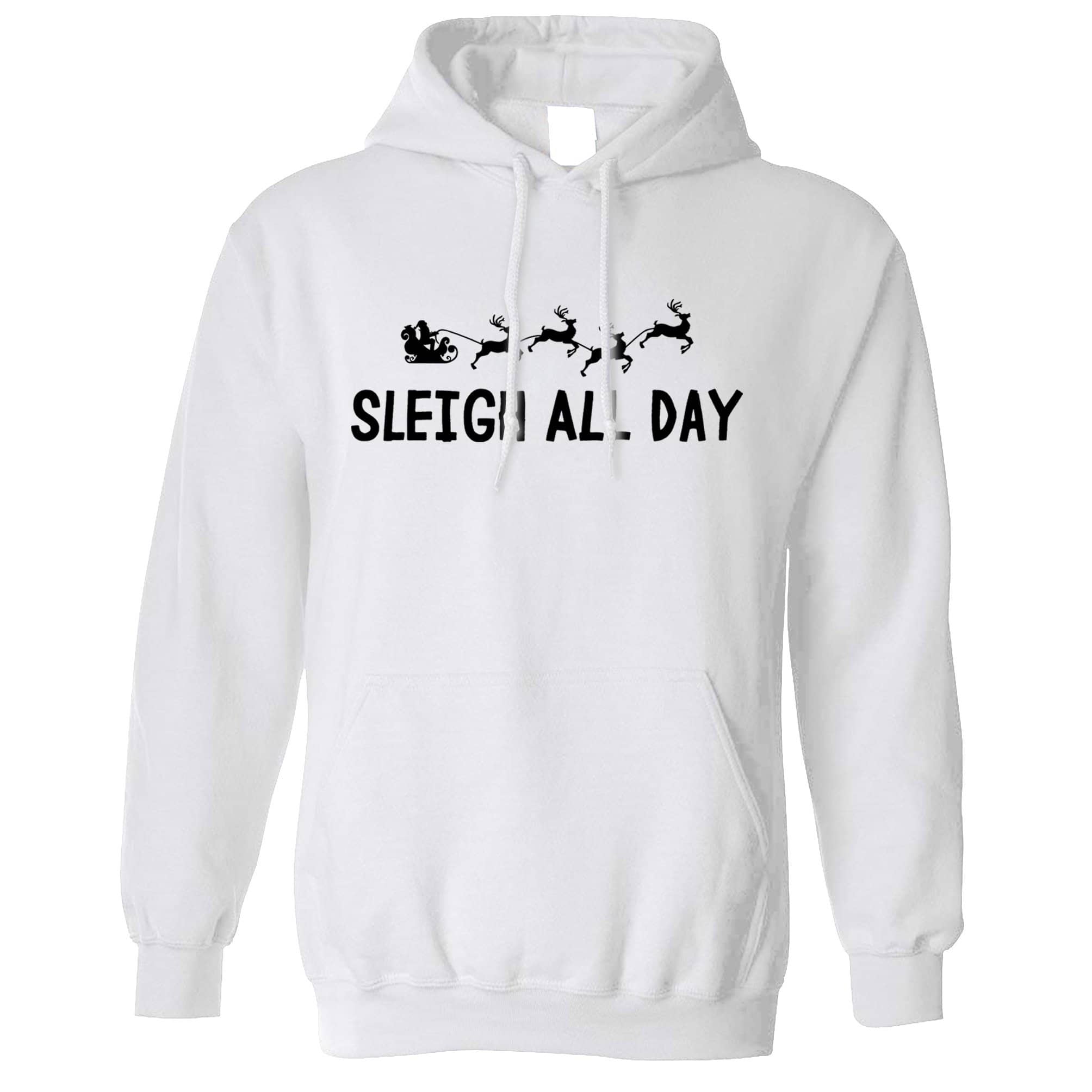Joke Christmas Hoodie Sleigh Slay All Day Pun Novelty Hooded Jumper