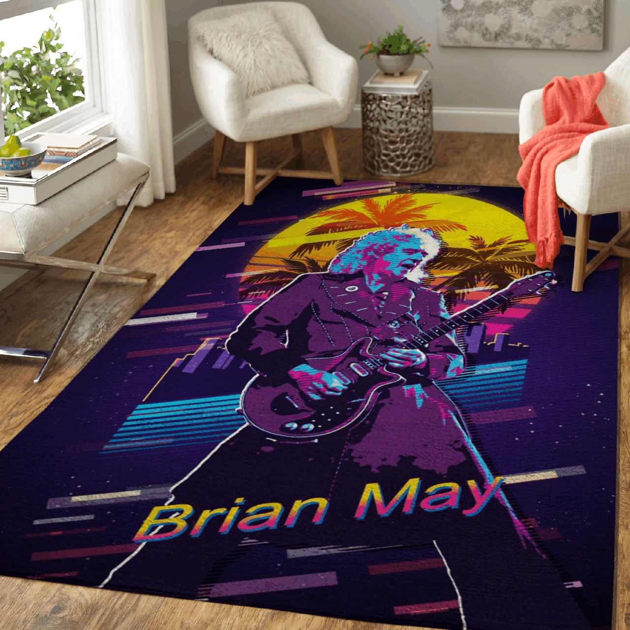 Brian May Guitarist Queen – Artwork Music Synthwave 80S Art For Fans Area Rug Carpet