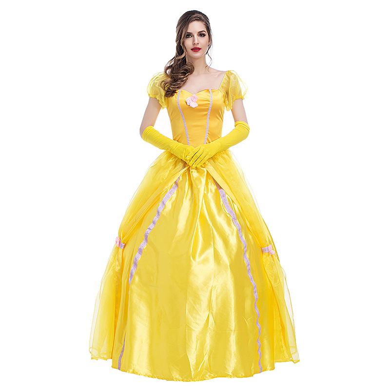 Adult Women Cosplay Costume Fairy Tale Princess Belle Fancy Dress Costumes alx