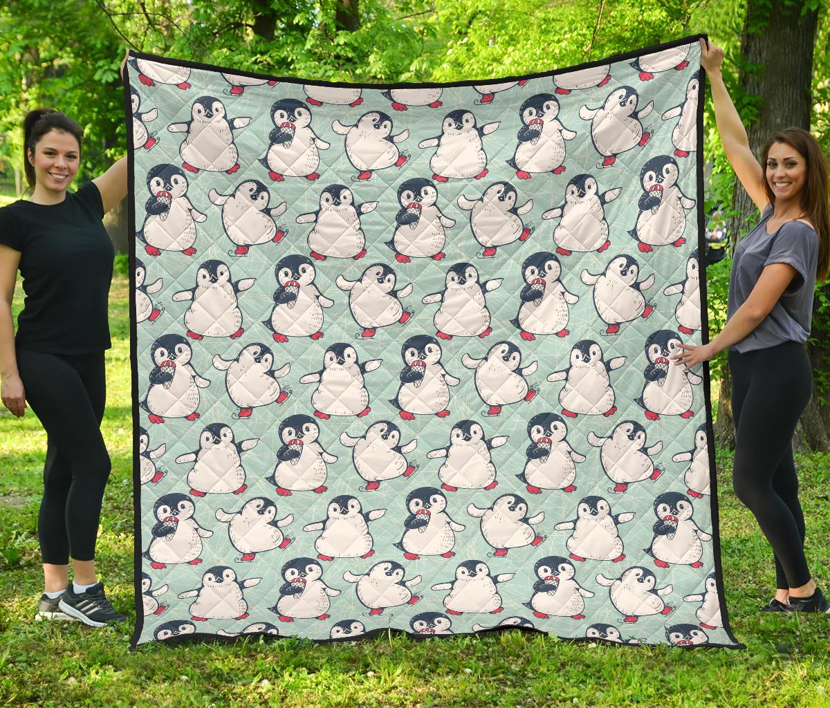 Cute Penguin Pattern Premium Quilt