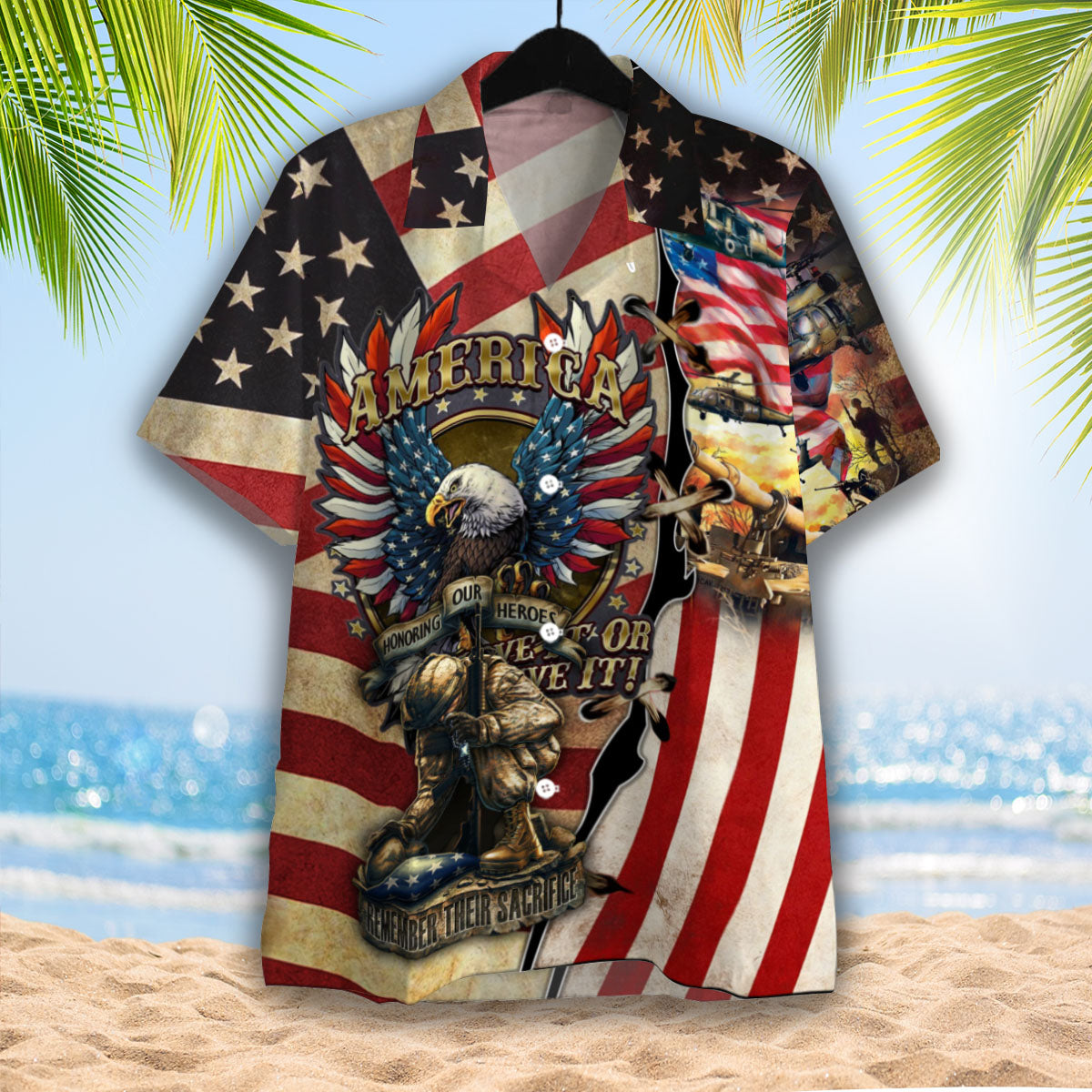 Soldier And Eagle American Hawaii Shirt For Men Women Ha43251