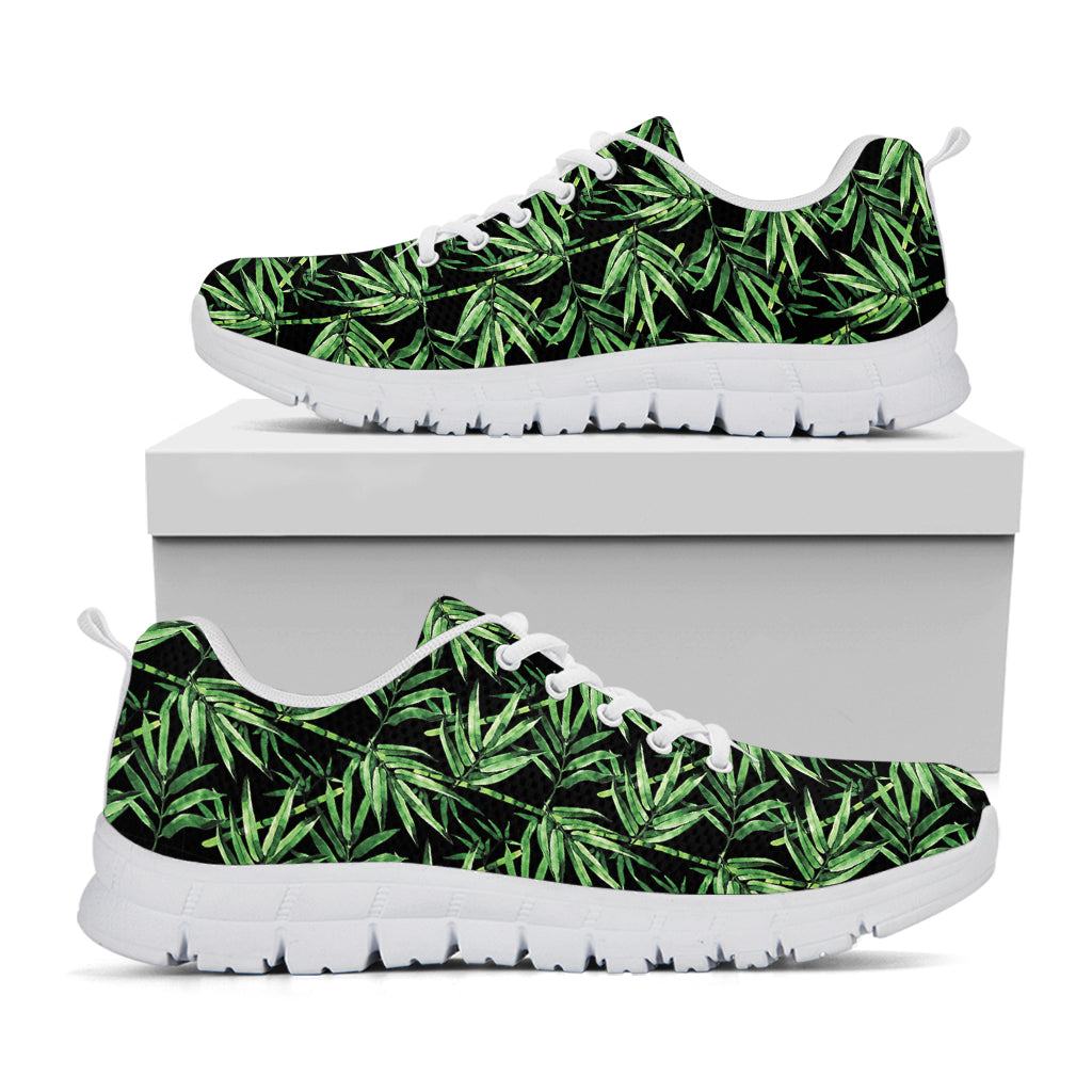 Watercolor Bamboo Pattern Print White Sneakers