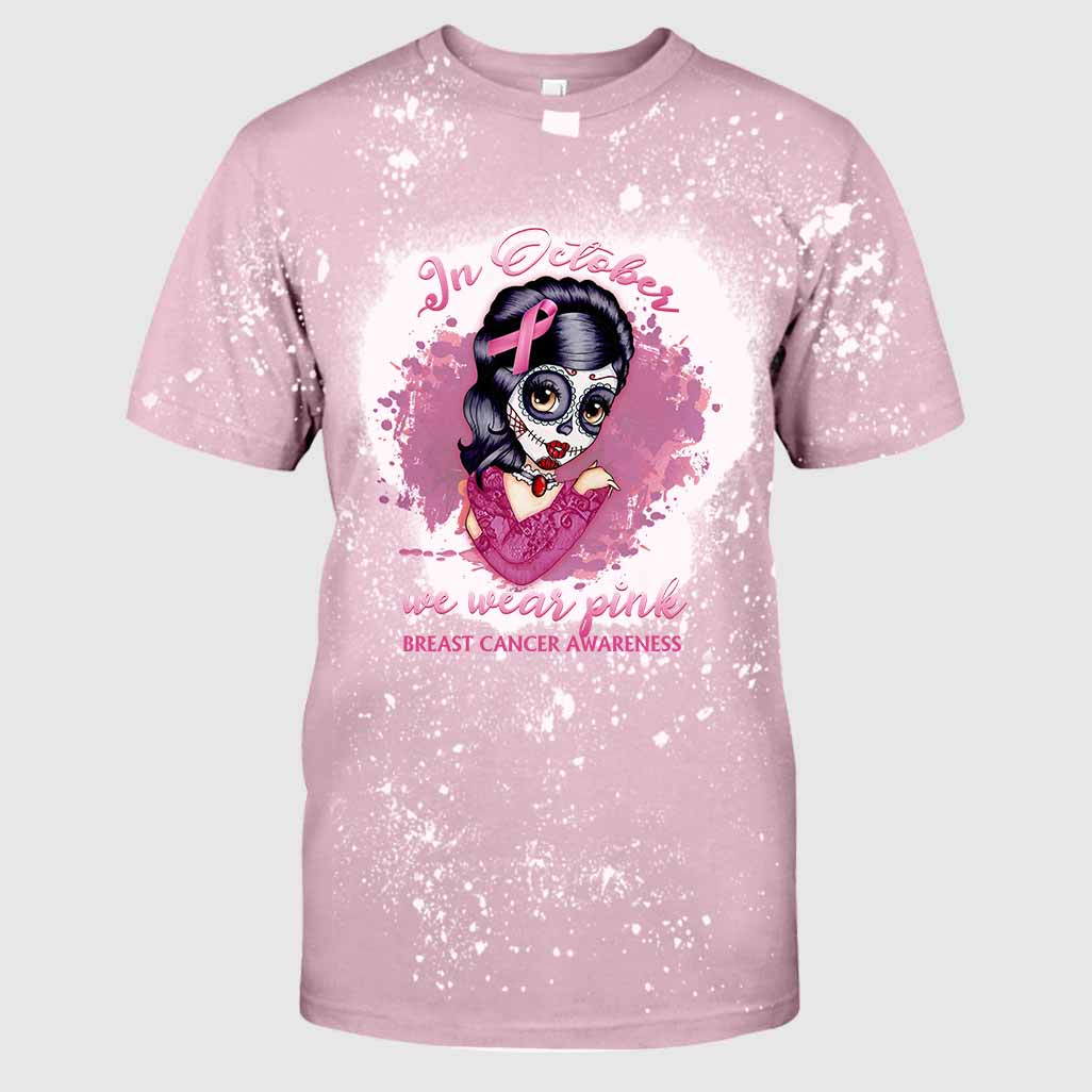In October We Wear Pink – Breast Cancer Awareness Handmade Bleached Shirts