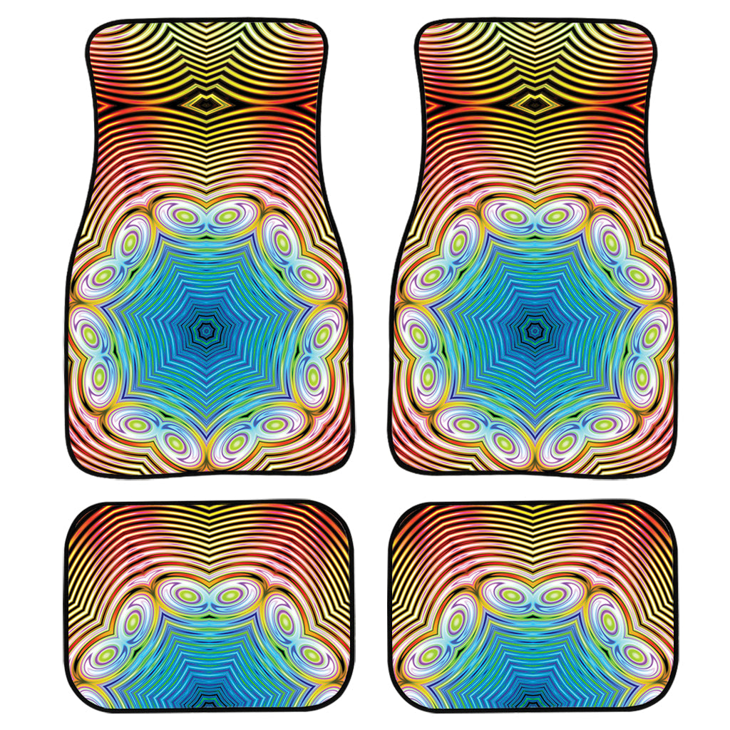 Psychedelic Kaleidoscope Print Front And Back Car Floor Mats, Front Car Mat