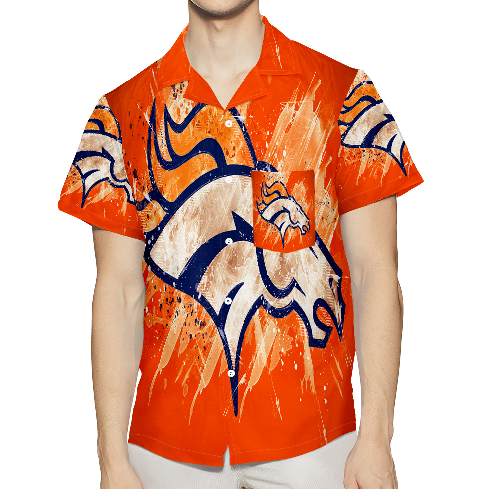 Denver Broncos Emblem V7 3D All Over Print Summer Beach Hawaiian Shirt With Pocket