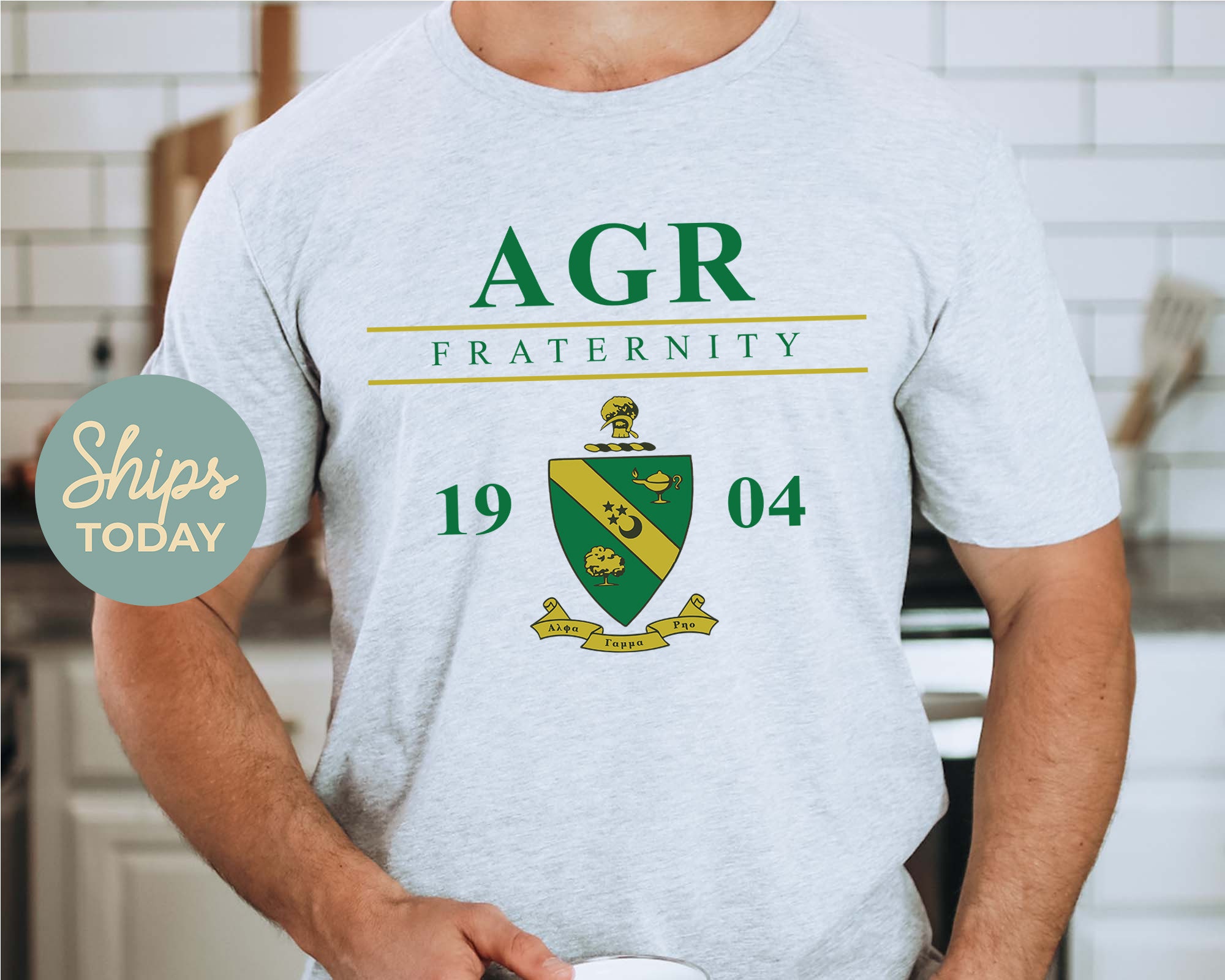 Alpha Gamma Rho Iconic Crest Fraternity T-shirt | AGR Greek Apparel | Men Shirt | Gifts for Him | Custom Greek Apparel _ 31119g