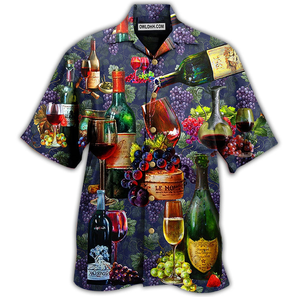 Wine Life Is Better With A Glass Of Wine Grape – Hawaiian Shirt  – Owl Ohh