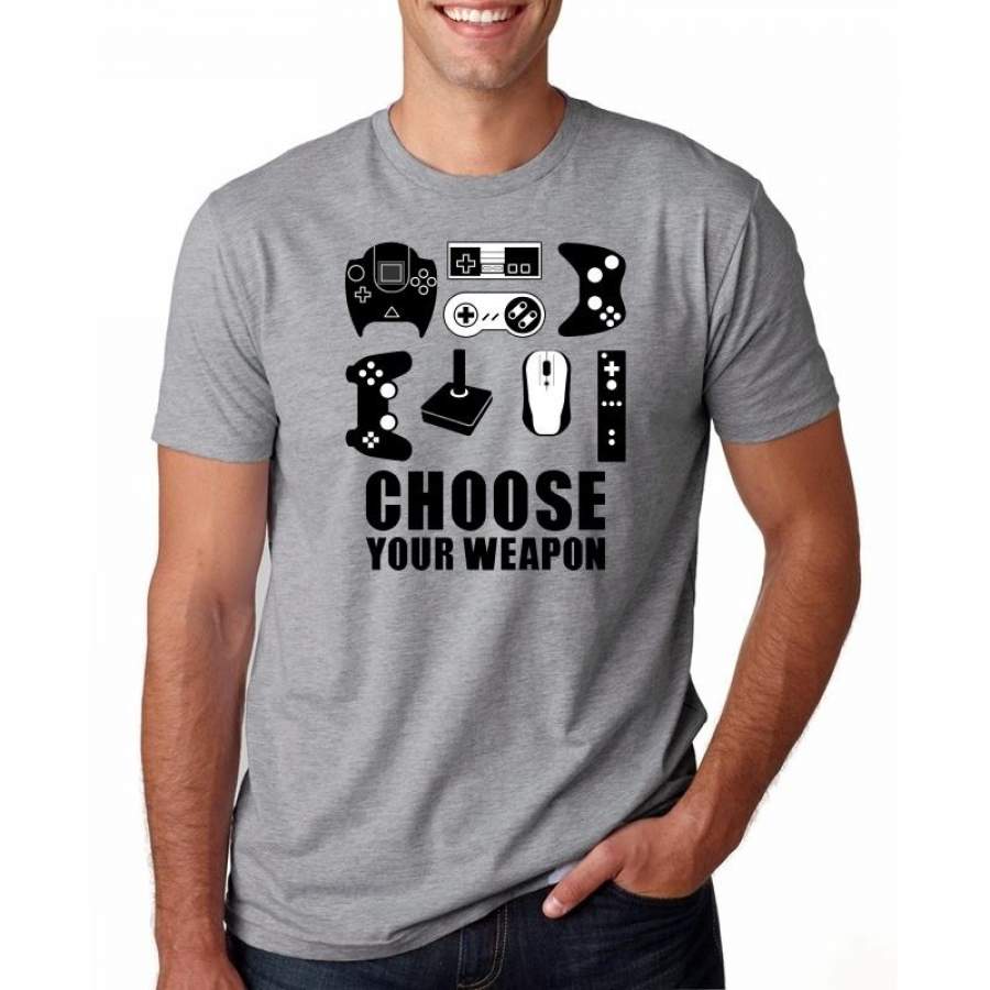 Choose Your Weapon Gamer Novelty Video Games Sarcastic Mens Funny T Shirt game fan Game Controller streetwear men tshirt men