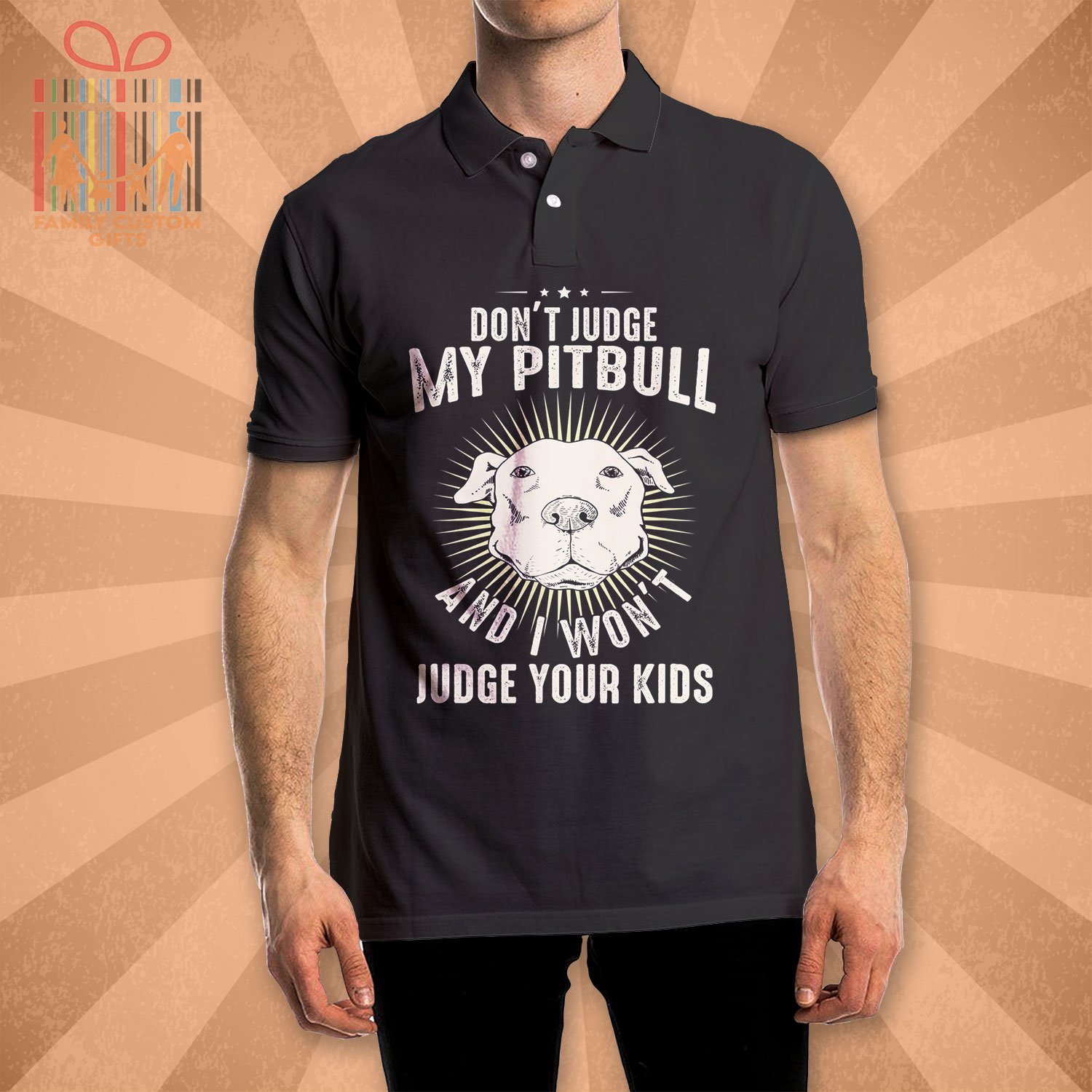 Dog Lover Pittie Mom Dad Puppy Owner Don’T Judge My Pitbull Polo Shirts