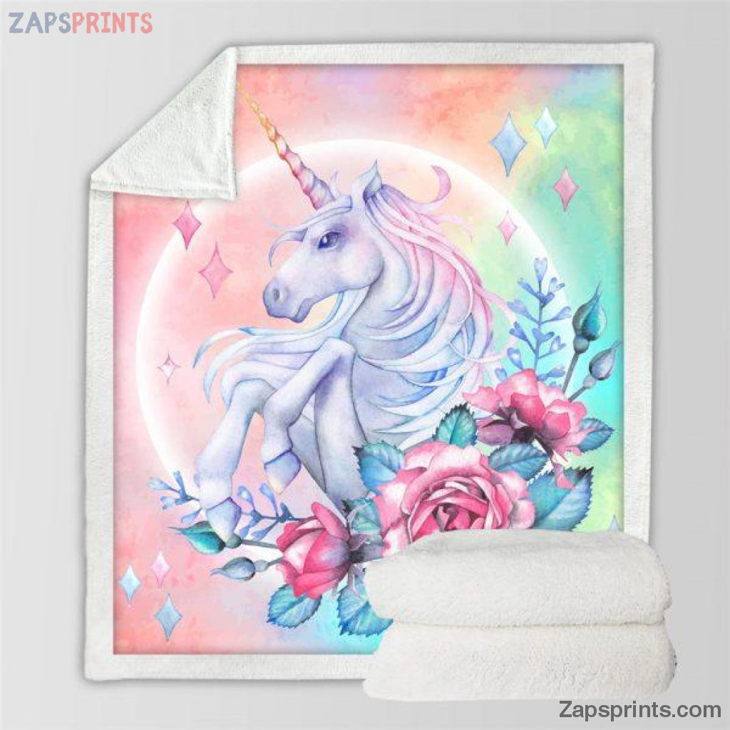 Unicorn Roses Moon Blanket